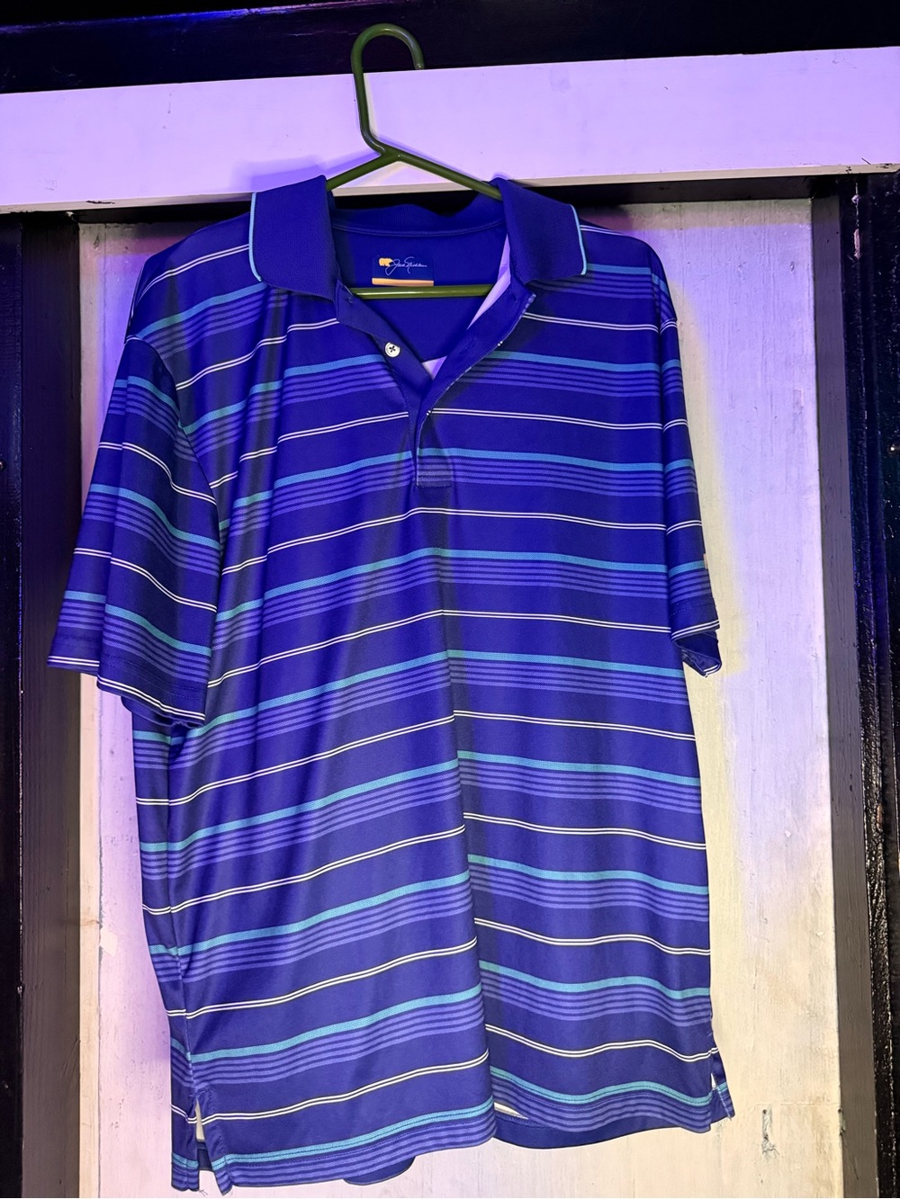 Men's Blue Striped Polo Shirt - Classic Short Sleeve